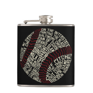 Baseball-Jargon-Wörter Calligram Flachmann