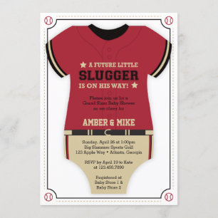 Baseball Jersey Baby Shower Einladung, rot, schwar Einladung