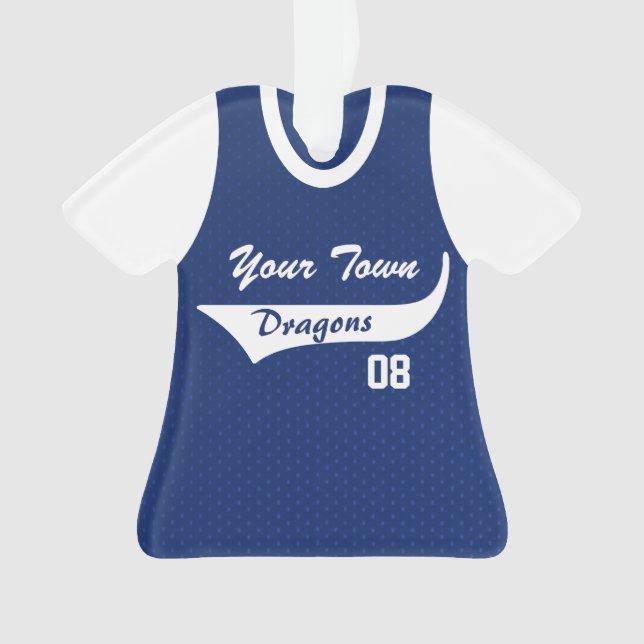 Baseball Jersey Blue mit Foto Ornament (Vorderseite)