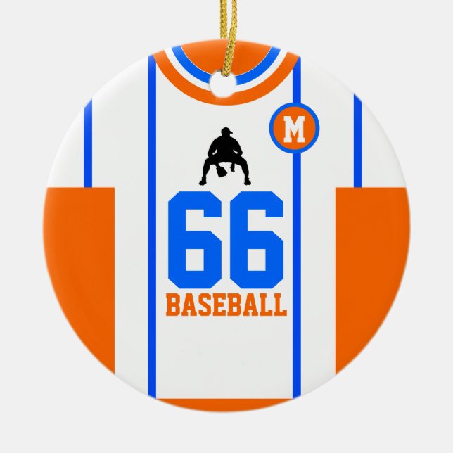 Baseball Jersey Blue Orange Ornament (Vorne)