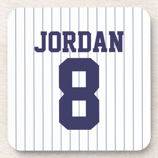Baseball Jersey mit Individuelle Name und Nummer Getränkeuntersetzer (Vorderseite)