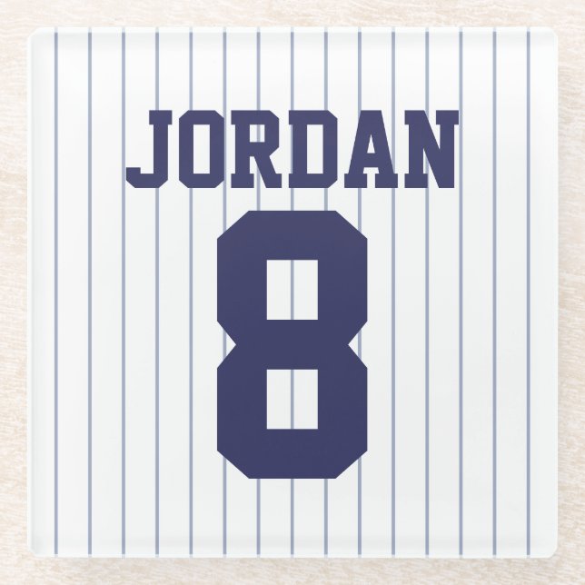Baseball Jersey mit Individuelle Name und Nummer Glasuntersetzer (Vorderseite)