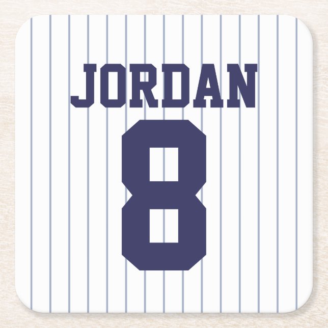 Baseball Jersey mit Individuelle Name und Nummer Rechteckiger Pappuntersetzer (Vorderseite)