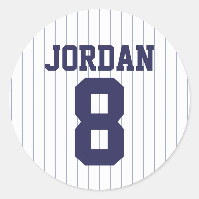 Baseball Jersey mit Individuelle Name und Nummer Runder Aufkleber (Vorderseite)