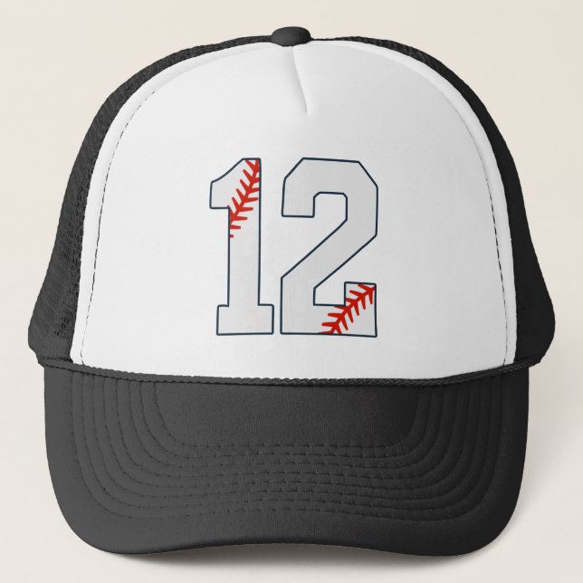 Baseball Jersey Number 12 Truckerkappe (Vorderseite)