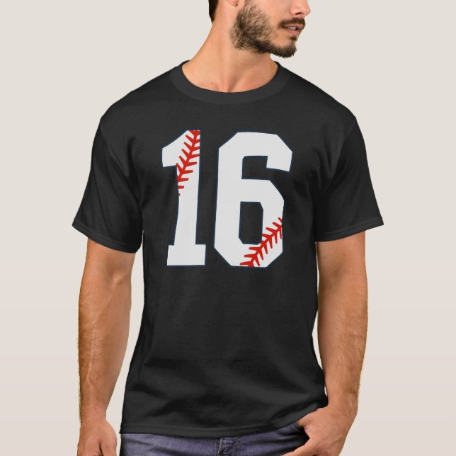 Baseball Jersey Number 16 T-Shirt (Vorderseite)