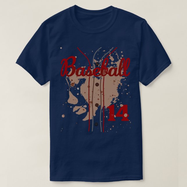Baseball Jersey Nummer 14 Kids Baseball Uniform Di T-Shirt (Design vorne)