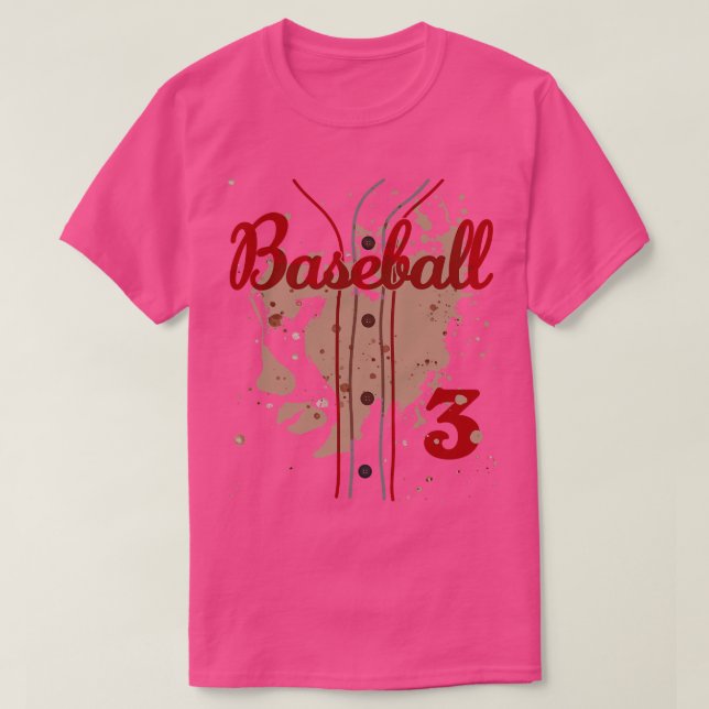 Baseball Jersey Nummer 3 Baseball Uniform Dirty Fu T-Shirt (Design vorne)