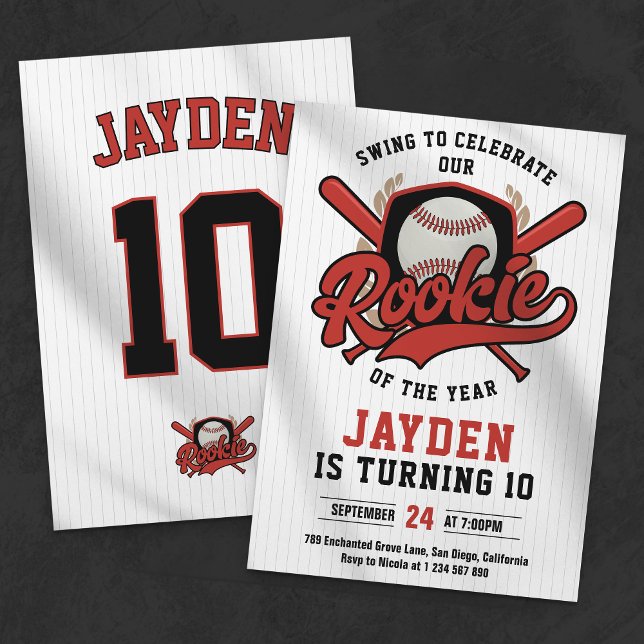 Baseball Jersey Rookie of the Year Birthday Party Einladung (Von Creator hochgeladen)
