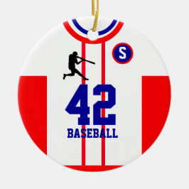 Baseball Jersey White Red Ornament