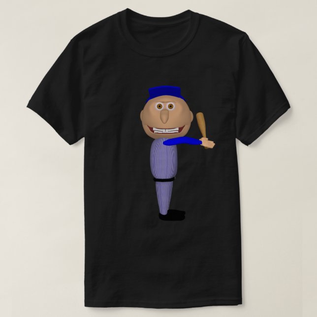 Baseball Johnny (blauer Schlagmann) T-Shirt (Design vorne)