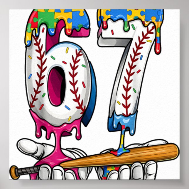 Baseball Junge Puzzle Eiscreme Tropf Baseball Auti Poster (Vorne)