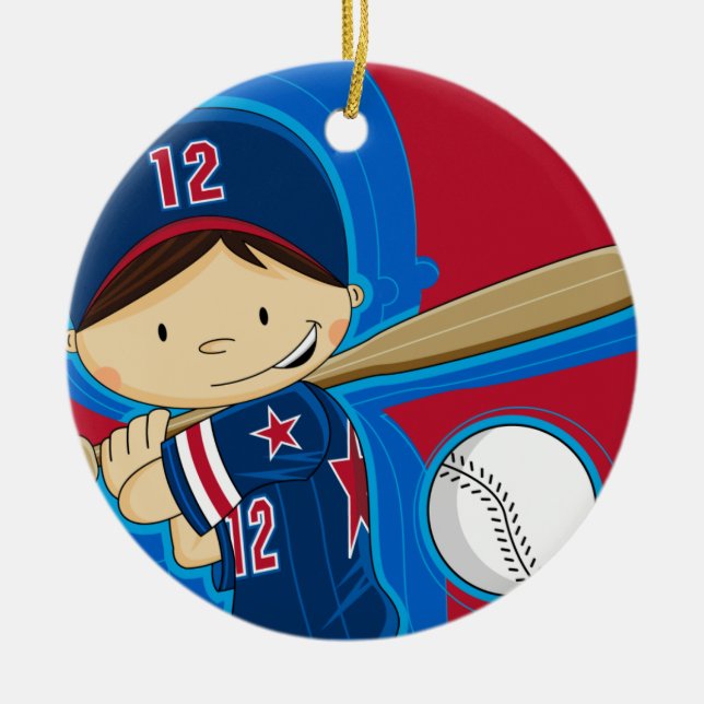 Baseball-Jungen-Verzierung Keramikornament (Vorne)