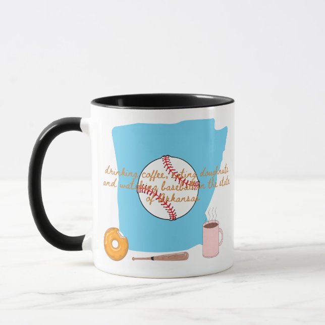 Baseball, Kaffee und Donuts in Arkansas  Tasse (Links)