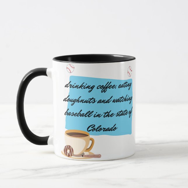 Baseball, Kaffee und Donuts in Colorado Tasse (Links)