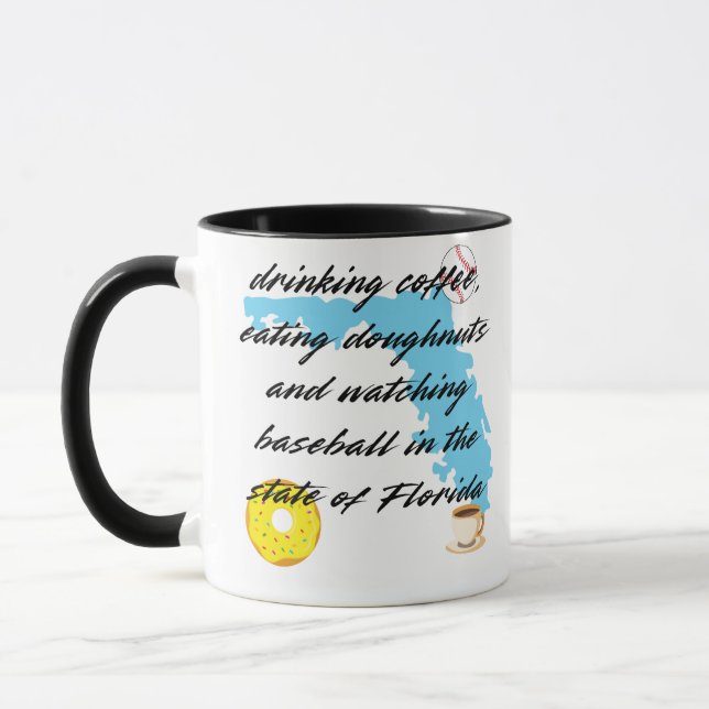 Baseball, Kaffee und Donuts in Florida  Tasse (Links)
