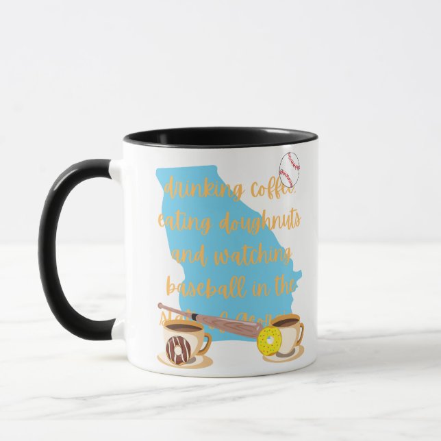 Baseball, Kaffee und Donuts in Georgia  Tasse (Links)