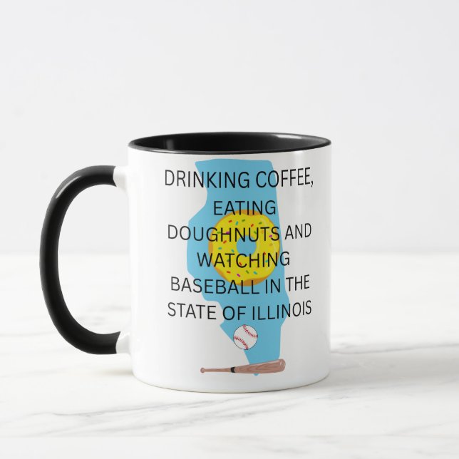 Baseball, Kaffee und Donuts in Illinois  Tasse (Links)