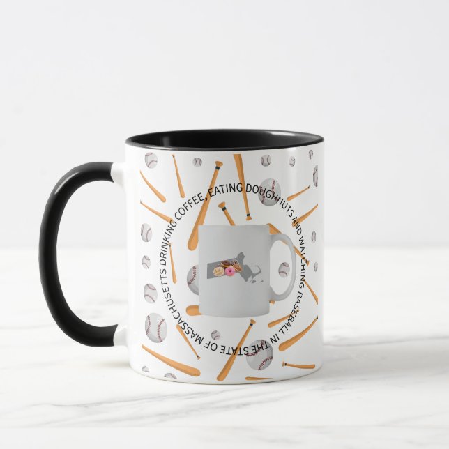 Baseball, Kaffee und Donuts in Massachusetts  Tasse (Links)