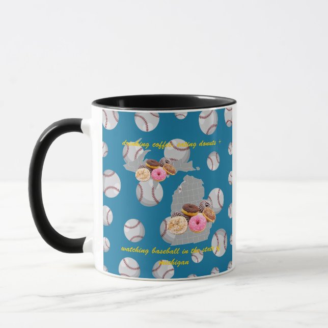 Baseball, Kaffee und Donuts in Michigan  Tasse (Links)