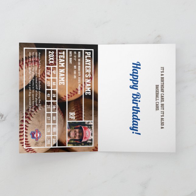 Baseball-Karte Geburtstagskarte mit/ Benutzerdefin Karte (Innenseite)