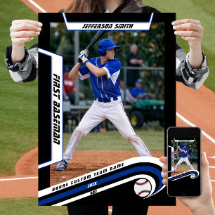 Baseball Keepsakes in lebendig blauem Schwarz Cust Poster