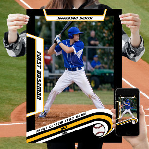 Baseball-Keepsakes in lebendig gelben schwarzen Br Poster