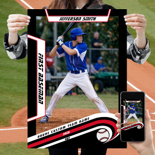 Baseball Keepsakes in lebendig roter schwarzer Bru Poster
