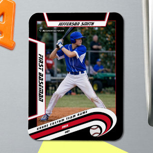Baseball Keepsakes Lebhaft rotes schwarzes Angewoh Magnet