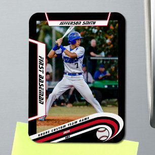 Baseball Keepsakes Lebhaft rotes schwarzes Angewoh Magnet