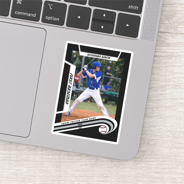 Baseball Keepsakes Lebhaft Silber Schwarz Custom Aufkleber (Detail)