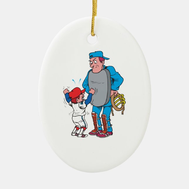 Baseball-Kind streitet mit dem Schiedsrichter Keramikornament (Vorne)