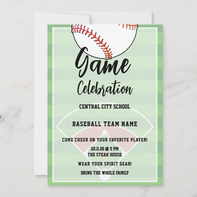 Baseball-Kinder Endspiel Schulfeier Einladung (Vorderseite)
