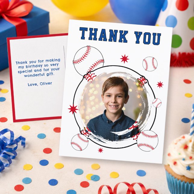 Baseball-Kinder-Geburtstags-Danke-Foto  Postkarte (Von Creator hochgeladen)