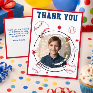 Baseball-Kinder-Geburtstags-Dankeschön-Foto  Postkarte
