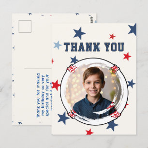 Baseball-Kinder-Stars-Geburtstags-Danke-Foto  Postkarte