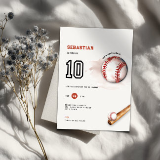 Baseball-Kinderparty 10. Geburtstagseinladung Einladung