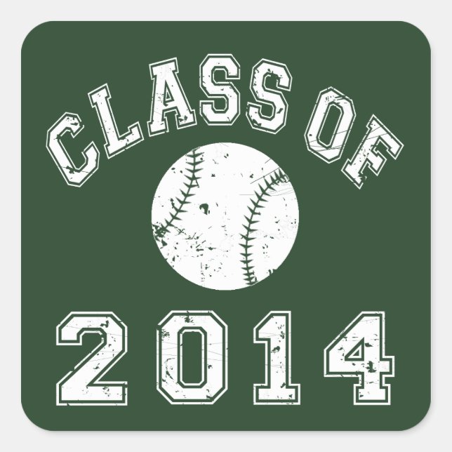 Baseball-Klasse 2014 Quadratischer Aufkleber (Vorderseite)