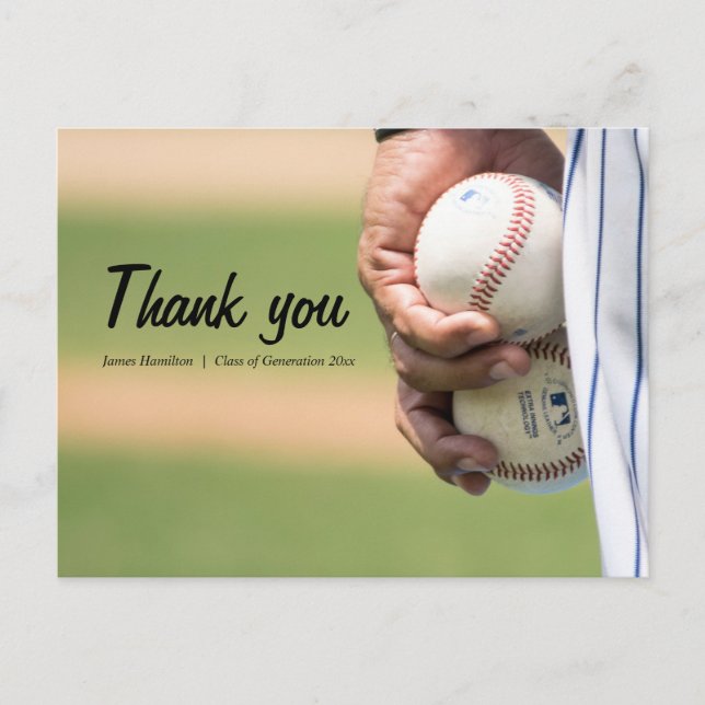 Baseball-Klasse Simple Sporty Danke Postcard Postkarte (Vorderseite)