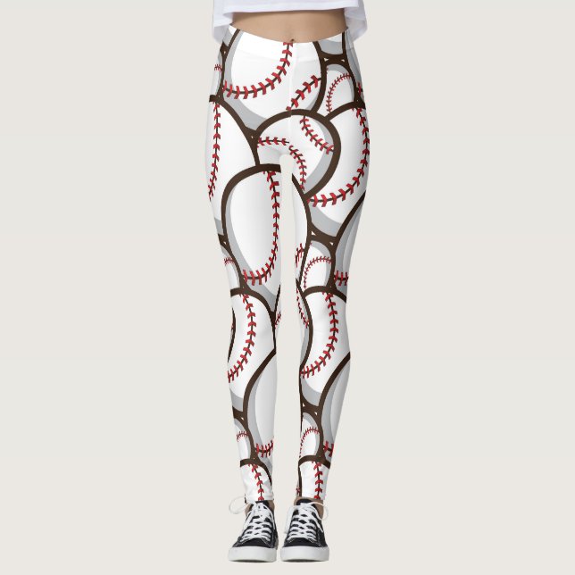 Baseball: Klassisches nahtloses Muster Leggings (Vorderseite)