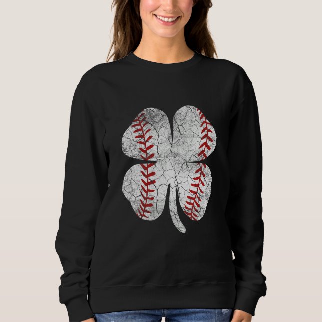 Baseball Kleeblatt St Patricks Day Irish Ball Spor Sweatshirt (Vorderseite)