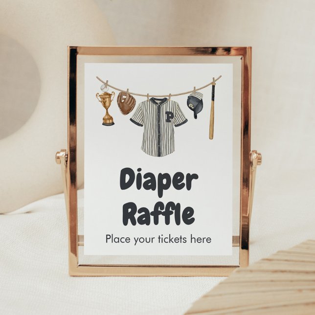 Baseball Klein-Gepäck-Babydusche Windelwanne Poster (Baseball Little Slugger Clothesline Baby Shower Diaper Raffle Sign)