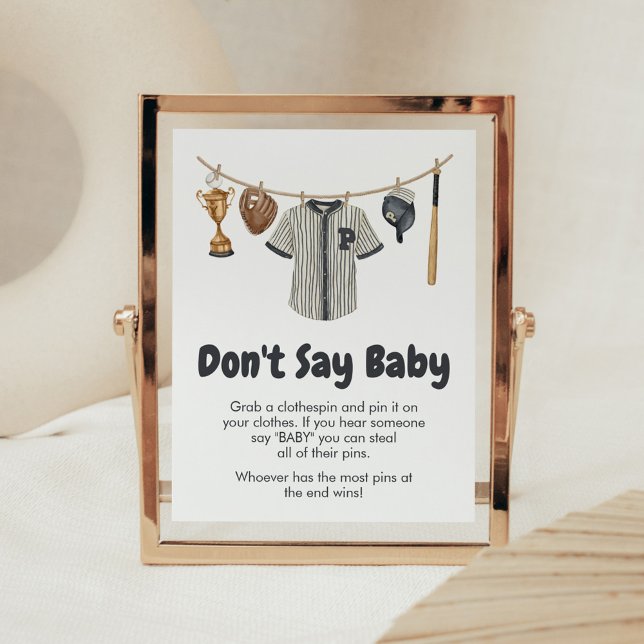 Baseball Kleine Babydusche Spüle nicht Baby sagen Poster (Baseball Little Slugger Clothesline Baby Shower Don't Say Baby Sign)