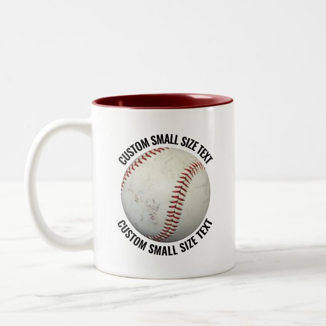 Baseball & Kleiner Text MAROON 11oz Custom Zweifarbige Tasse (Links)