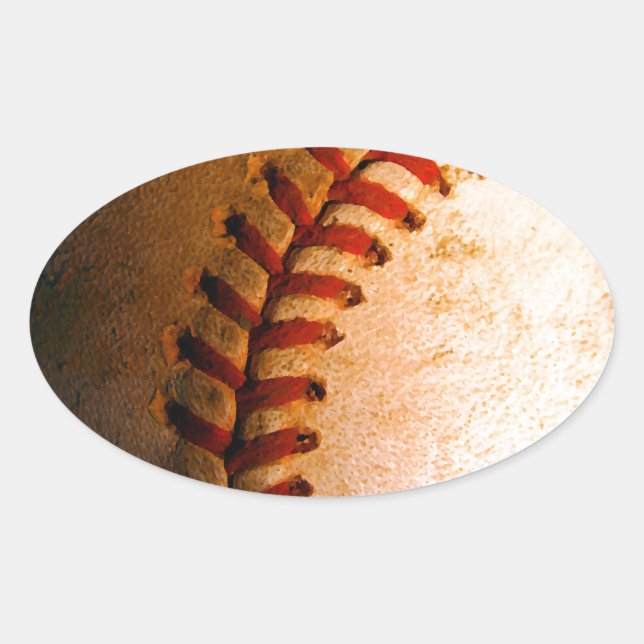 Baseball-Kunst Ovaler Aufkleber (Vorderseite)