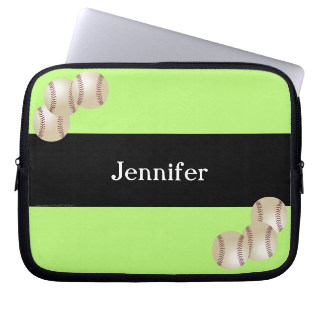 Baseball-Laptop-Computer Hülse, Kiwi u. Schwarzes Laptopschutzhülle (Vorderseite)