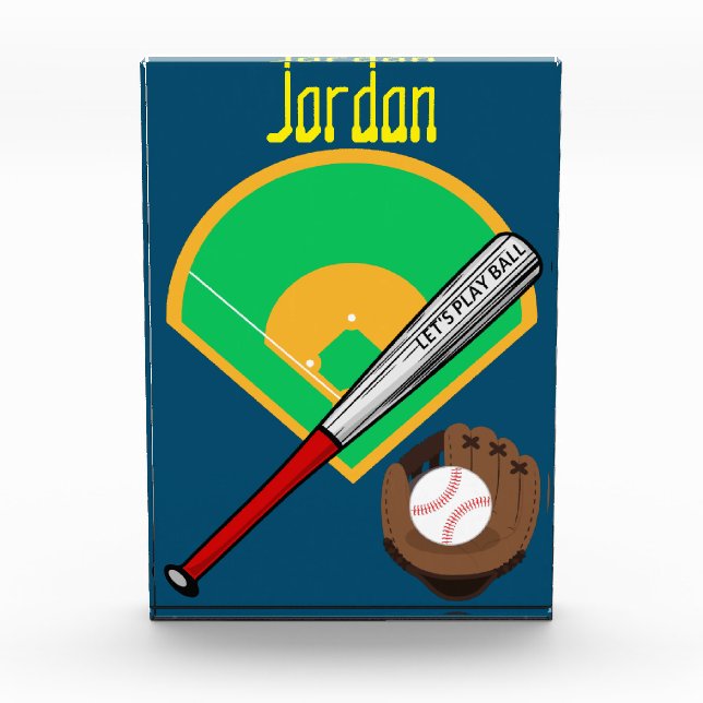 Baseball "Lass uns Ball spielen" Fotoblock (Vorderseite)