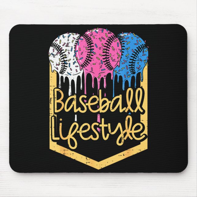 Baseball-Lebensstil-Ball-Streusel-Tropf-Jungen-Kin Mousepad (Vorne)
