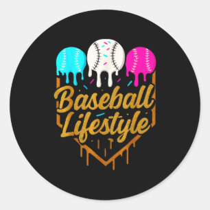 Baseball-Lebensstil, Baseball-Drip-Eiscreme Runder Aufkleber