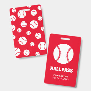 Baseball-Lehrer-Hall-Pass Schulfarben Ausweis